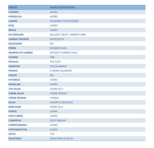 BICICLETA PASEO PARIS 26"