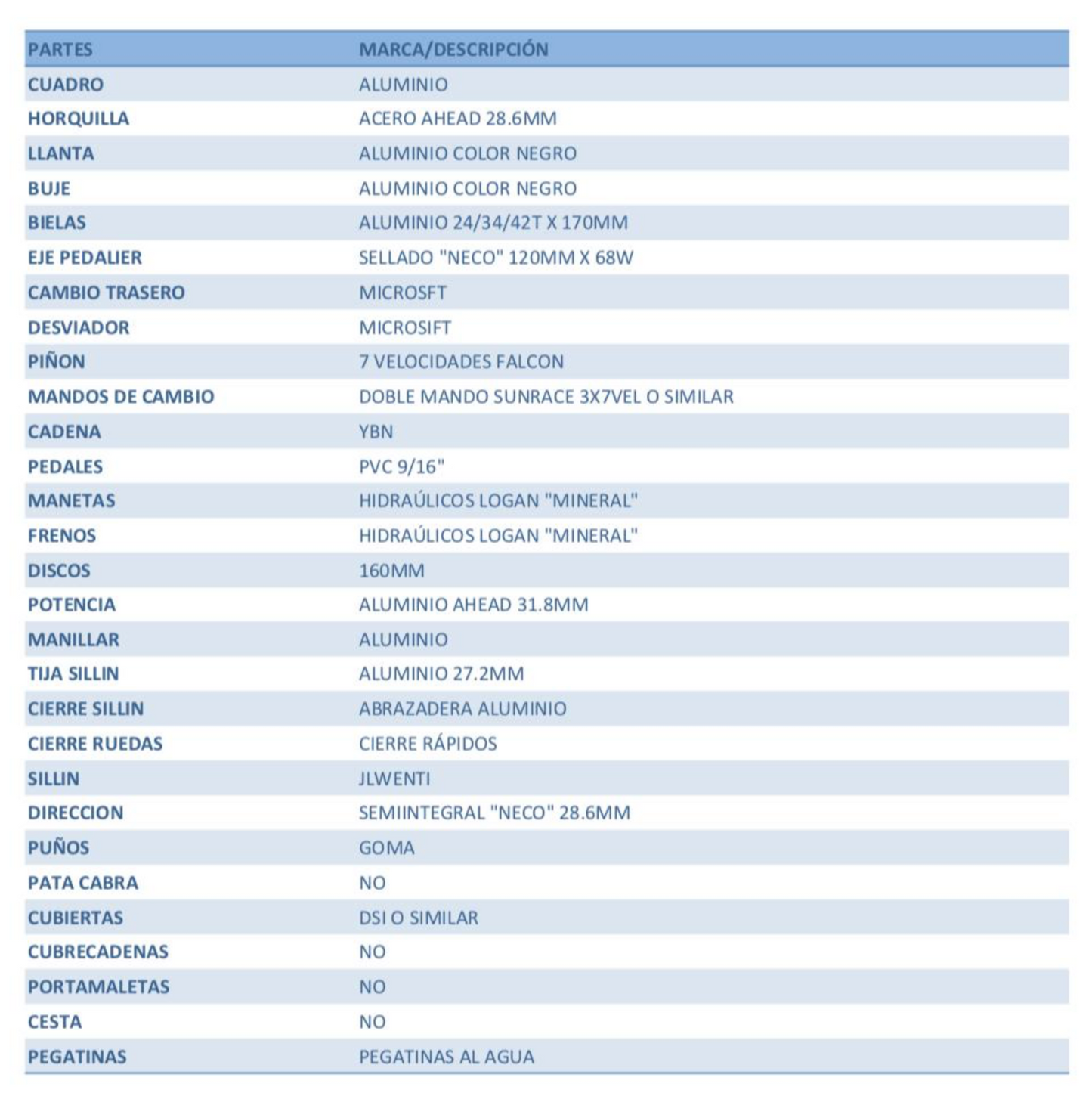 BICICLETA MONTAÑA WENTI RC300