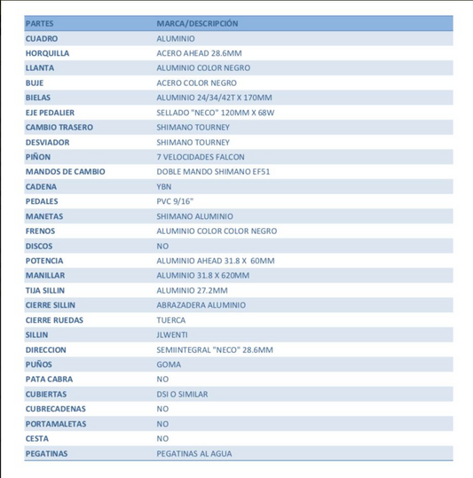 BICICLETA WENTI 24" ALUMINIO AZUL