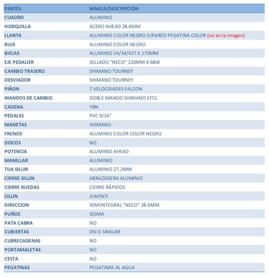 BICICLETA WENTI 26" G400 TURQUESA