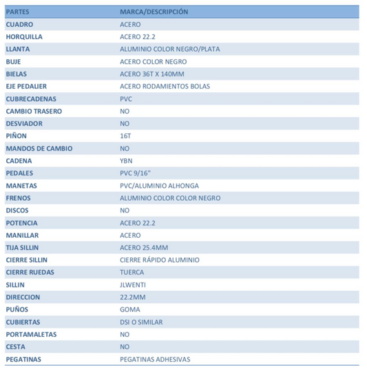 BICICLETA WENTI 18" AZUL