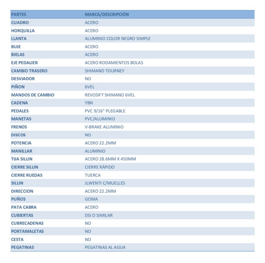 BICICLETA PLEGABLE WENTI BLANCA