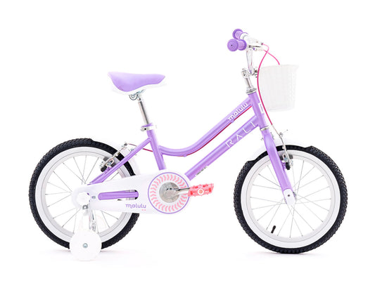 Bicicleta 16" infantil, en color lila con cesta, incluida 