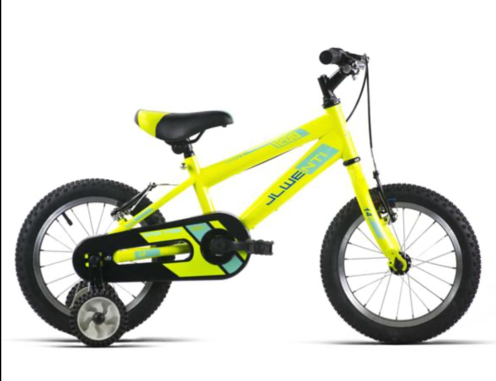 Colores llamativo amarillo flúor 
Manillar y sillín ajustables.
Rueditas pequeñas a los lados (se pueden quitar).
Tamaño compacto, ideal para niños muy pequeños.
