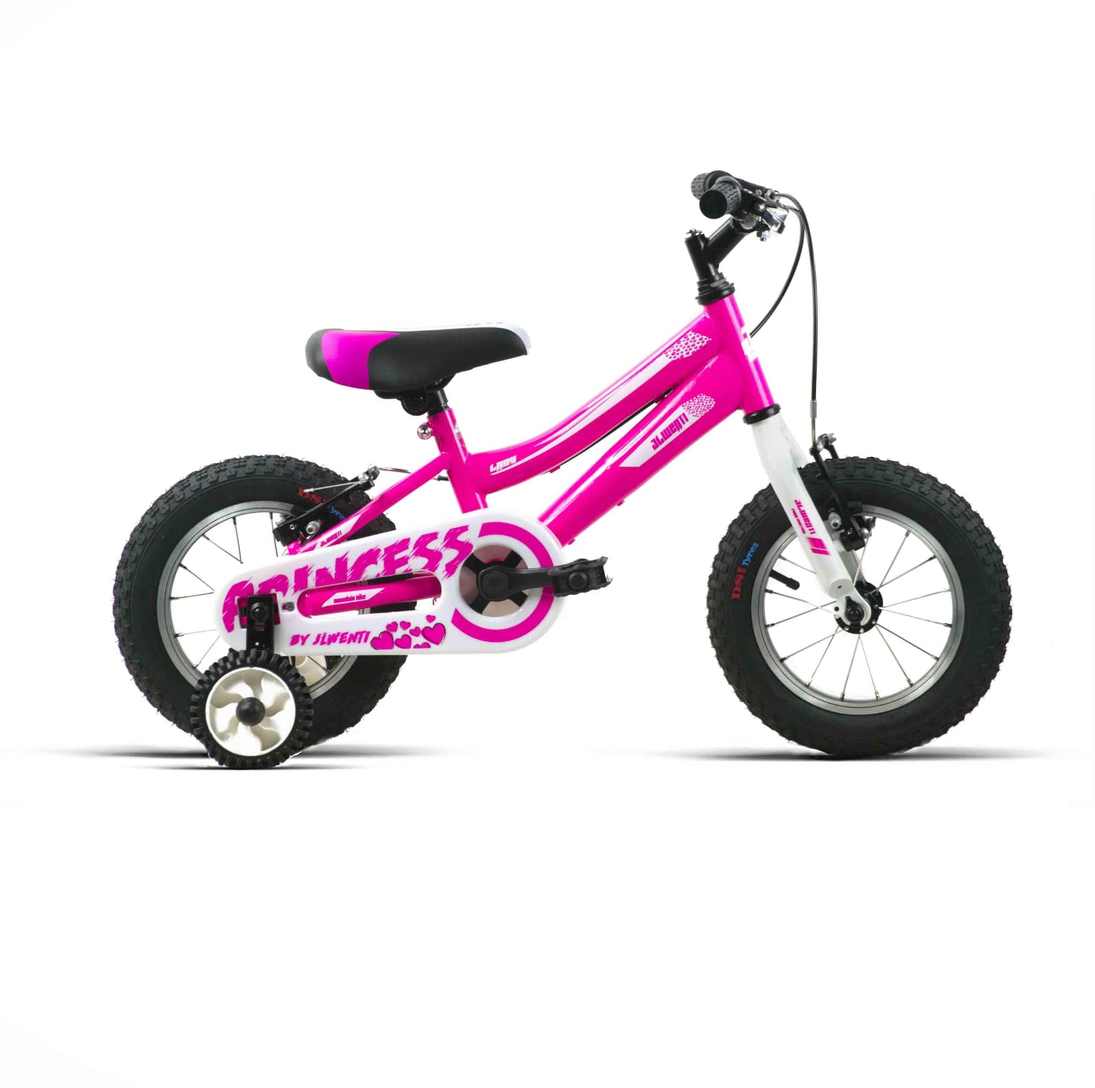 Bicicleta infantil rosa de 12" con rueditas auxiliares 
