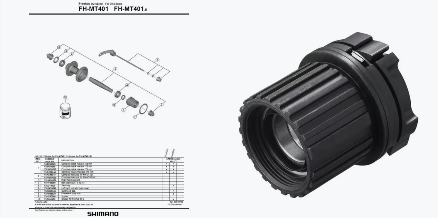 Nucleo SHIMANO FH-MT410 Y3HU98020