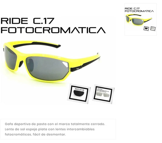 Las gafas fotocromáticas Moxer Ride C.17&nbsp; priorizan la versatilidad y comodidad para quienes practican deportes o actividades al aire libre. Este modelo específico se caracteriza por ser ligero y tener un diseño funcional que ayuda a mantener la claridad visual en condiciones de luz cambiantes, gracias a sus lentes fotocromáticos. 