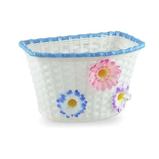 CESTA 16" PLASTICO BLANCO/AZUL FLORES