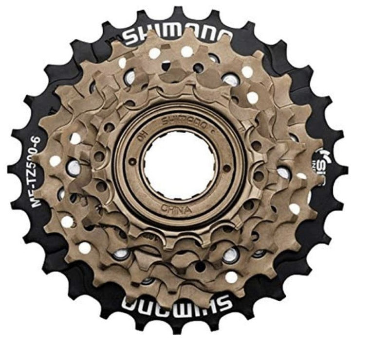 Piñon a rosca Shimano de 6 vol con un desarrollo de 14-28 d